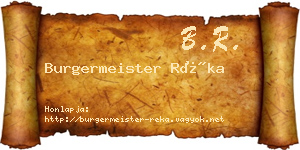 Burgermeister Réka névjegykártya